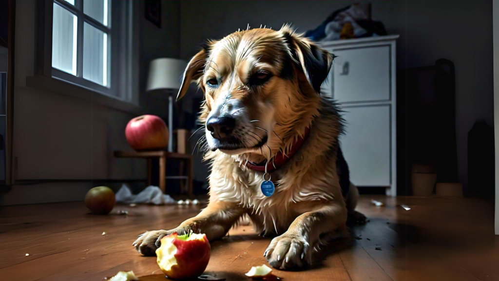 Dog feeling ill from eating apple core